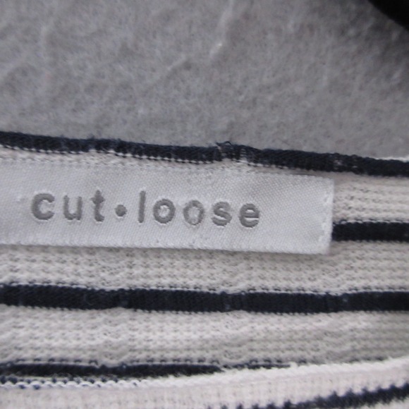 Cut Loose Top Stripe Boxy Lagenlook Relaxed Fit Long Sleeve Pocket Coastal Airy - Picture 4 of 8